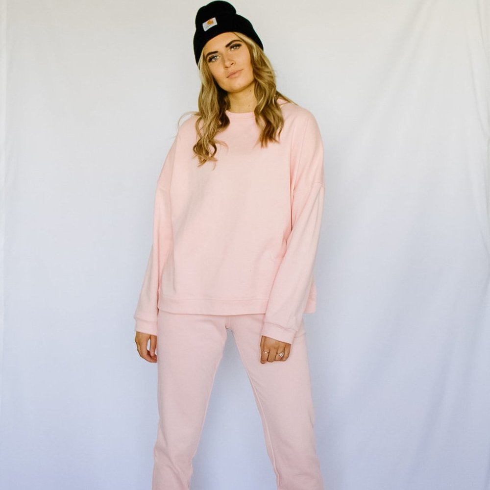 Pink Crewneck Sweater Set